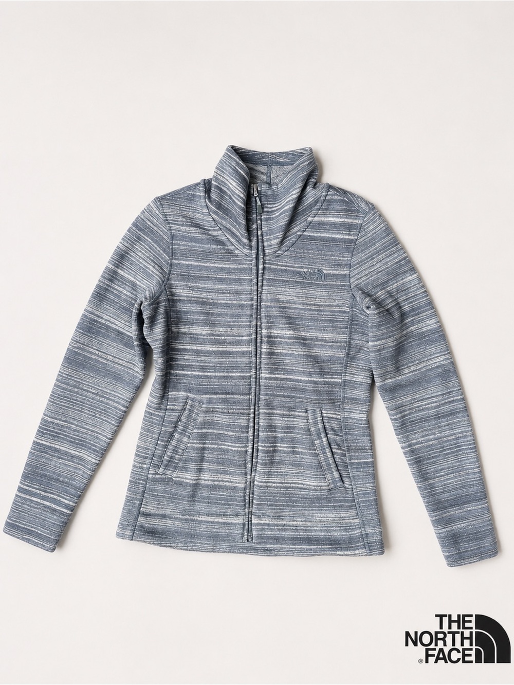 The North Face Women’s Fill zip Fleece Jacket | Blue Gray Heather Stripe | Small